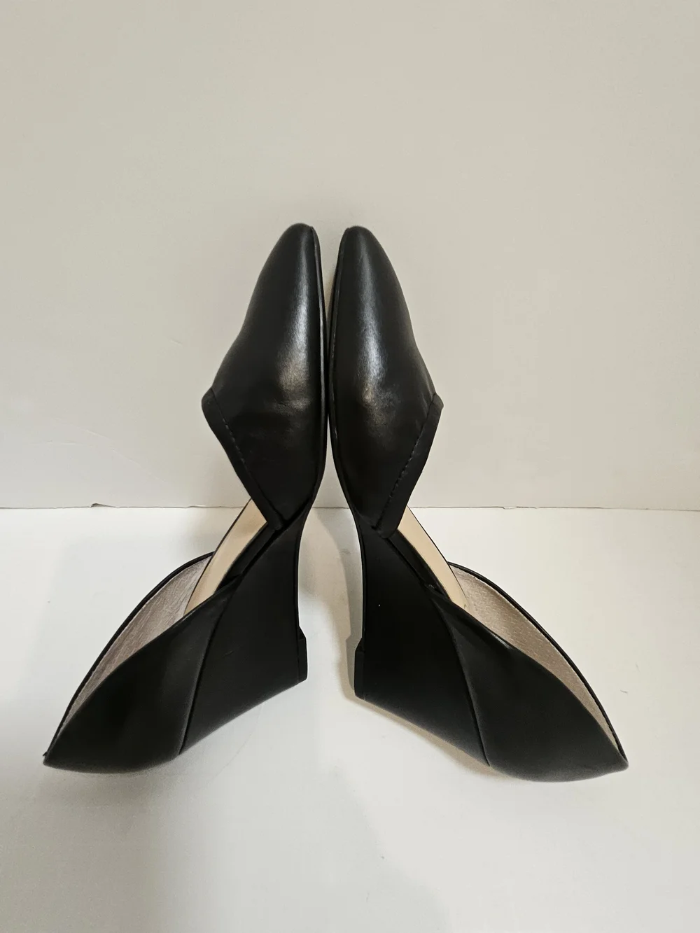 Franco Sarto Black Leather Fenvay Pointed Toe Wedge Pumps Heels Size 6.5M